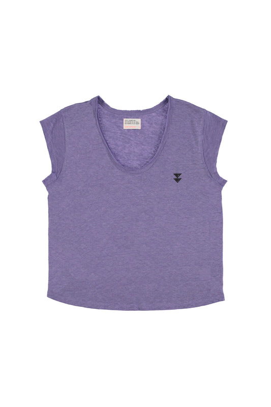 2024秋冬系列 -亞麻紫色V領logoT恤(剩一件"S")