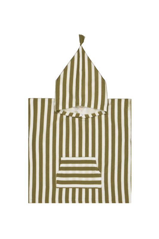 Rose in April - 墨綠條紋浴巾斗篷