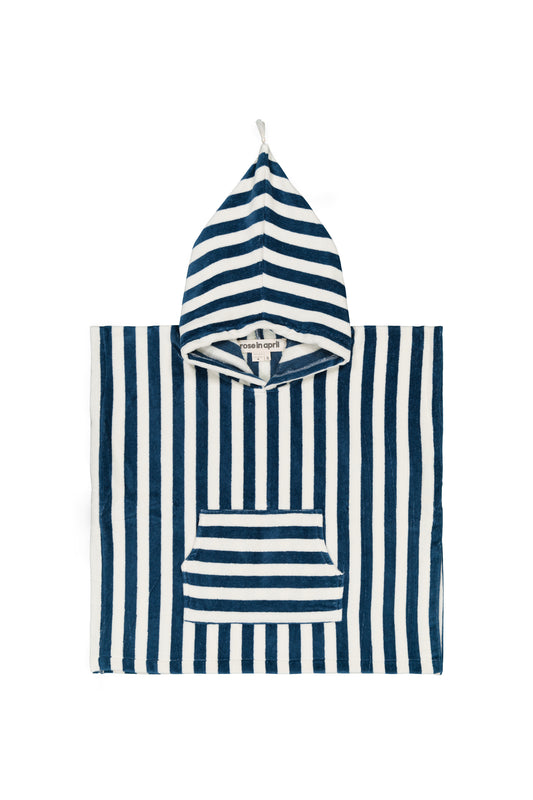 Rose in April -深藍條紋浴巾斗篷