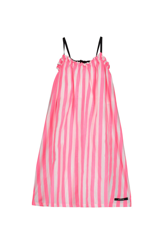 2025春夏系列 - 螢光粉紅條紋連身裙(2-9Y/女性XS及M)