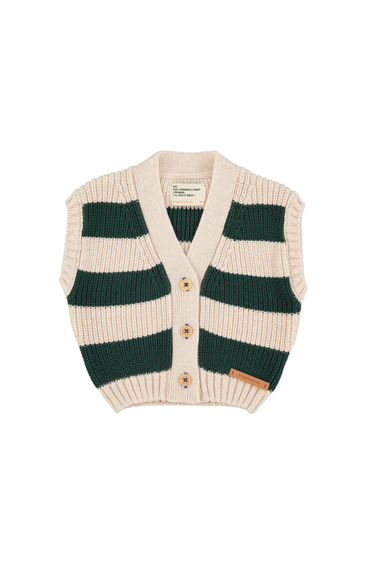 2025春夏系列 - 有機棉墨綠色條紋針織背心(剩一件8Y)