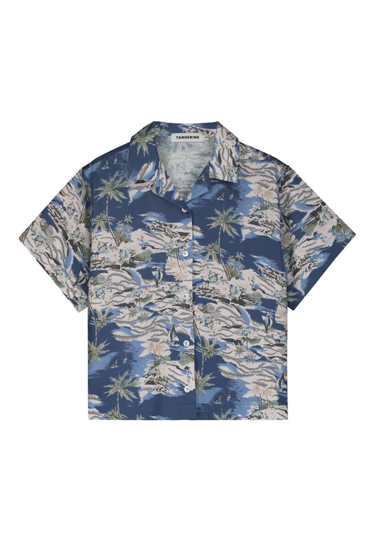 2025春夏系列 - 天絲棕梠樹印花襯衫(2Y-8Y)