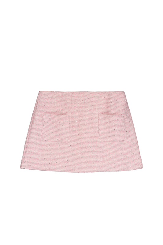 2025春夏系列 - 粉紅色斜紋軟呢短裙(剩2Y及8Y/女性:S及M)
