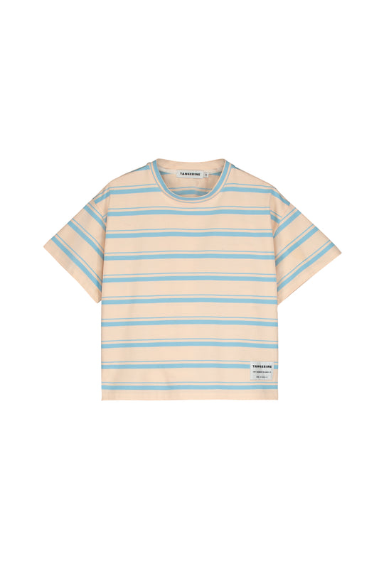 2025春夏系列 - 粉藍色條紋短袖T恤(2Y-8Y/女性:S及M)