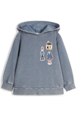 2024秋冬系列 - David Indigo水洗長袖帽Tee(剩一件6Y及8Y)