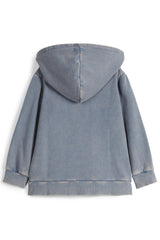 2024秋冬系列 - David Indigo水洗長袖帽Tee(剩一件6Y及8Y)