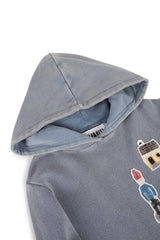 2024秋冬系列 - David Indigo水洗長袖帽Tee(剩一件6Y及8Y)