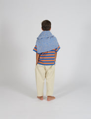 2025春夏系列 - 藍橘條紋短袖T恤(2Y-8Y/女性:S及M)