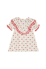 Flöss-2025春夏系列-Sofia大荷葉邊領子/草莓印花洋裝