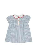 Flöss-2025春夏系列-River藍色格紋/愛心鈕扣洋裝