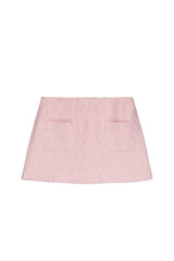 2025春夏系列 - 粉紅色斜紋軟呢短裙(剩2Y及8Y/女性:S及M)
